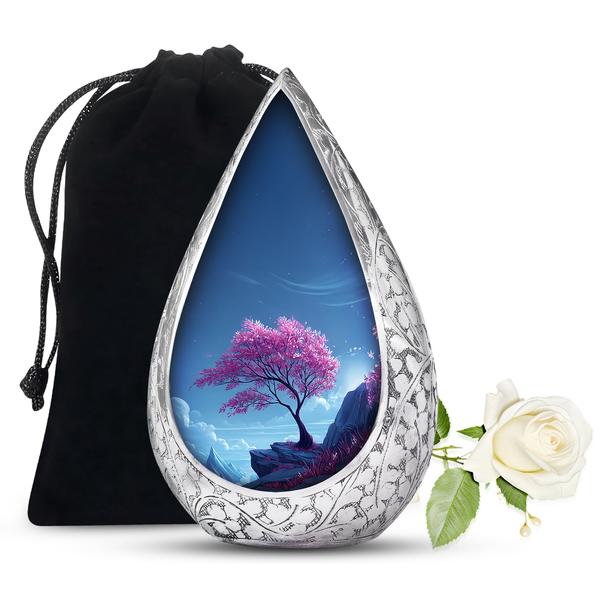 Pink Blossom Tree Cremation Urn - Beautiful Funeral Urn For Female