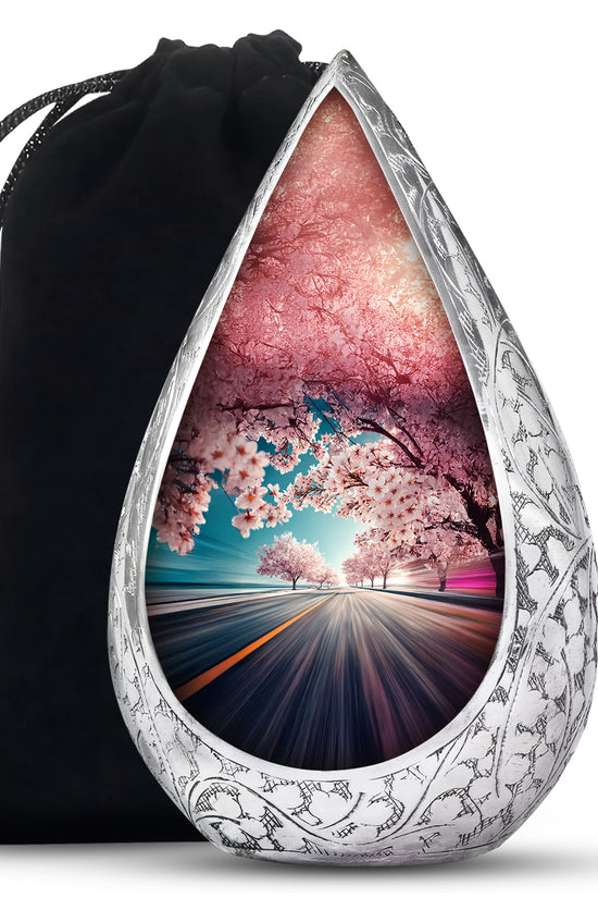 Cherry Blossom Cremation Urn - Road Funeral Urn For Loved Ones