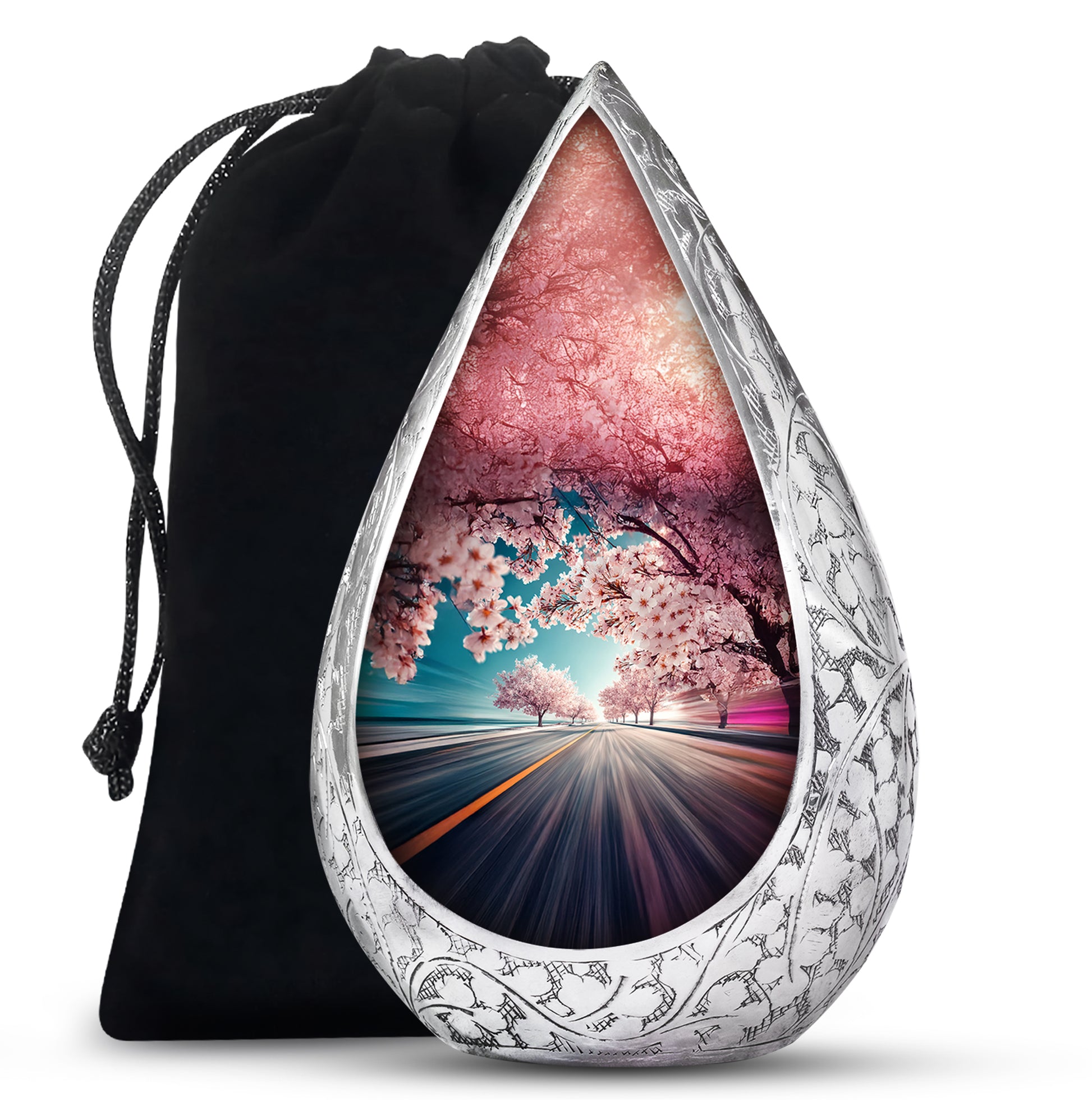 Cherry Blossom Cremation Urn - Road Funeral Urn For Loved Ones