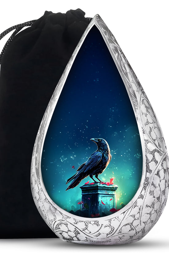 Black Raven Memorial Urn - Unique Funeral Urns For Human Ashes