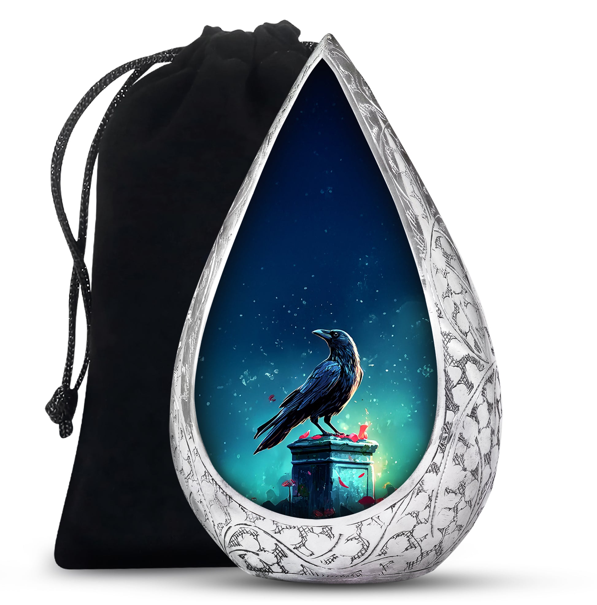 Black Raven Memorial Urn - Unique Funeral Urns For Human Ashes