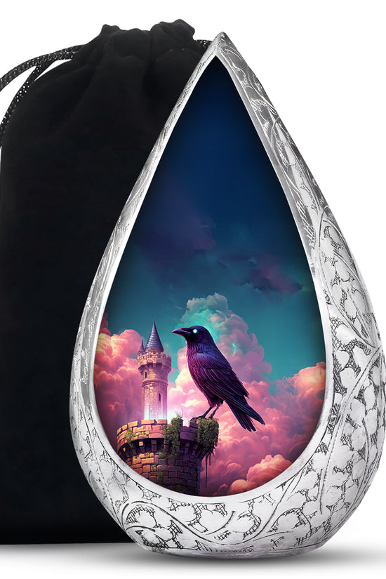 Raven Tower Memorial Urn - Bird Cremation Urn For Burial