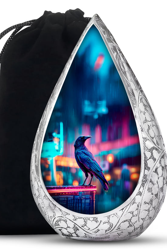 Neon Raven Cremation Urn - Funeral Urn For Human Ashes