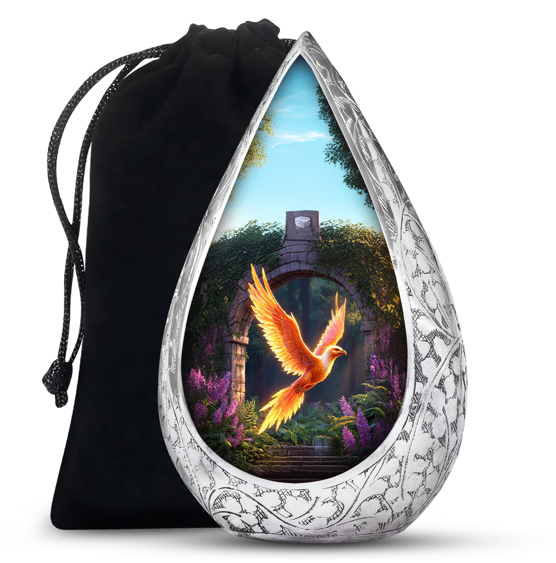 Phoenix Bird Memorial Urn - Golden Wing Cremation Urn For Funeral Ashes