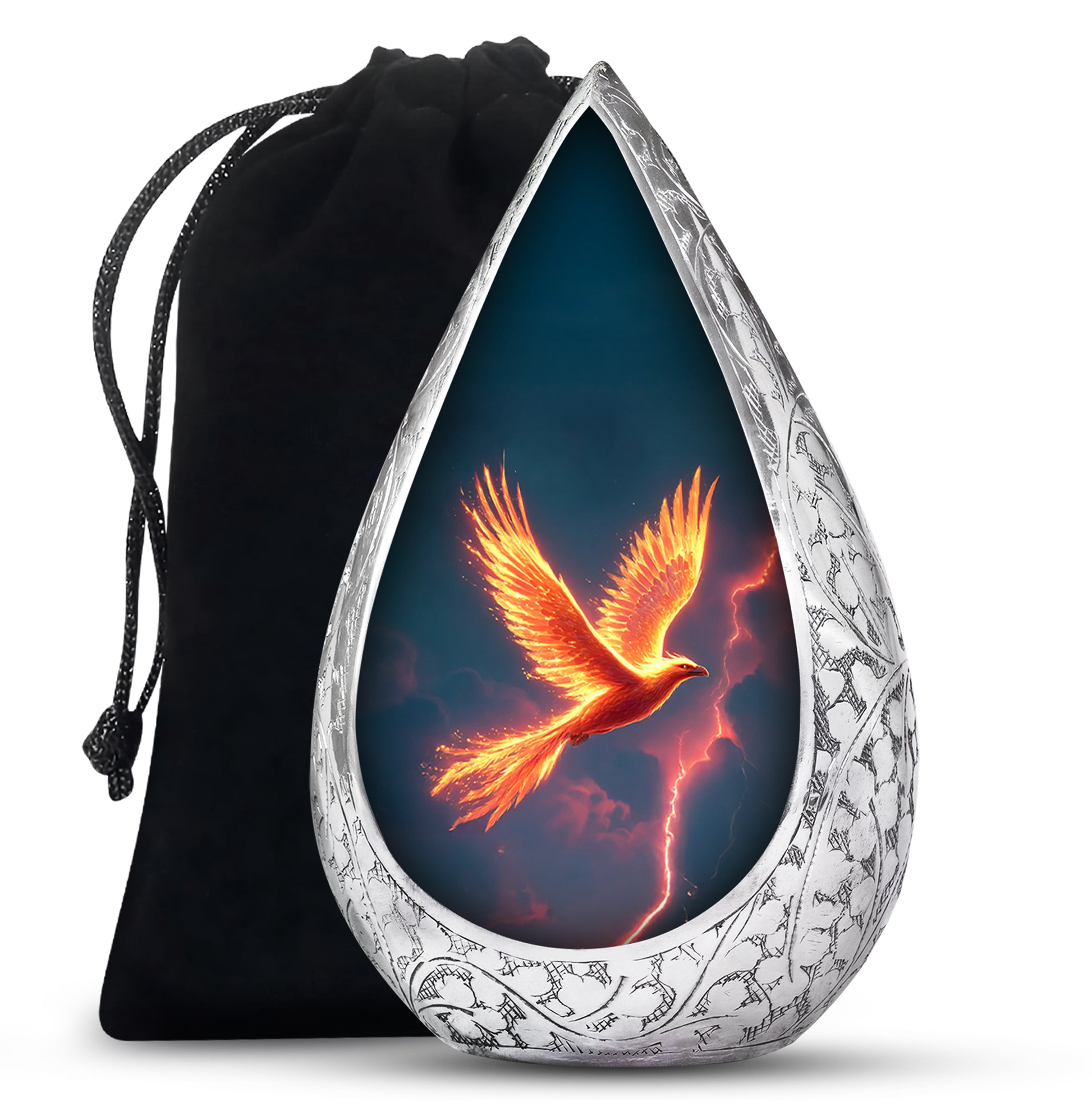 Flaming Phoenix Cremation Urn - Storm Bird Funeral Bird For Burial