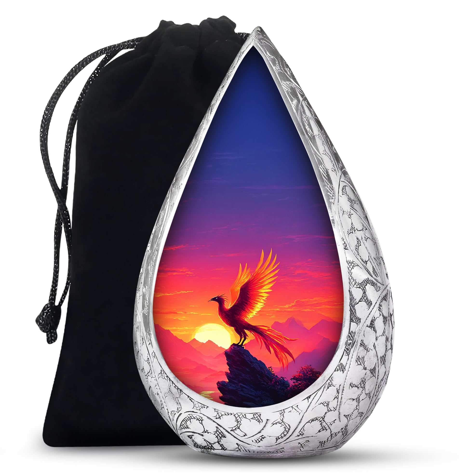 Phoenix Sunset Memorial Urn - Flaming Bird Cremation Urn For Male & Female