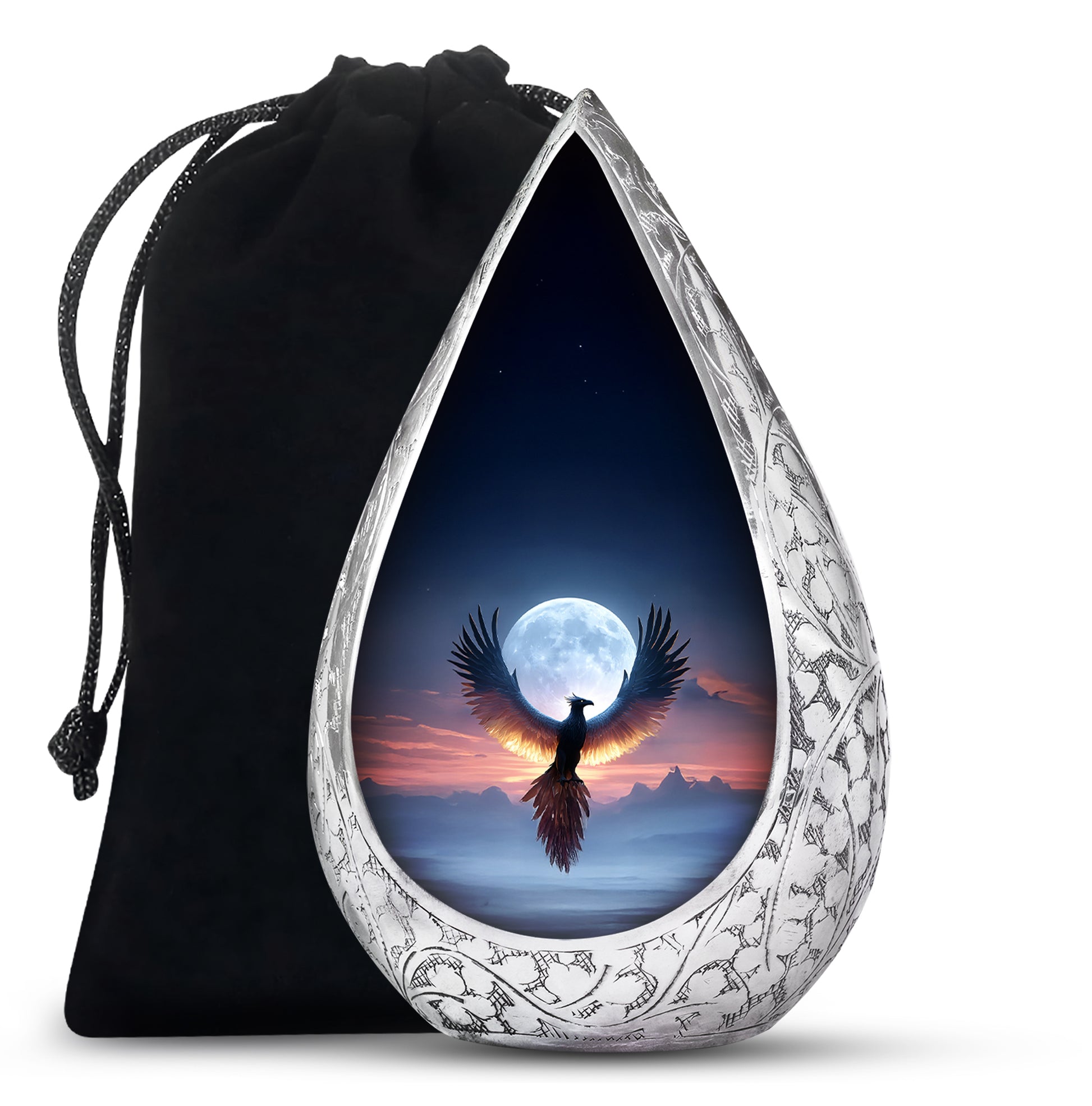 Moonlight Phoenix Memorial Urn - Night Sky Cremation Urn For Ashes