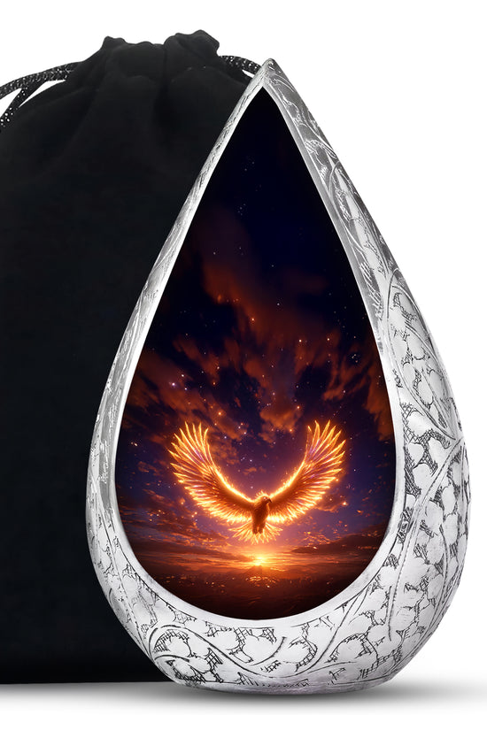 Flaming Phoenix Funeral Urn For Ashes - Sunset Cremation Urn For Burial