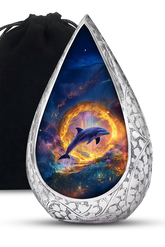 Dolphin Theme Funeral Urn - Beautiful Memorial Urn For Ashes