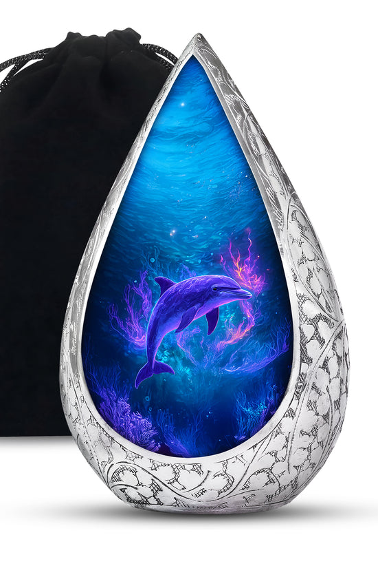 Neon Dolphin Cremation Urn - Fantasy Funeral Urn For Human Ashes