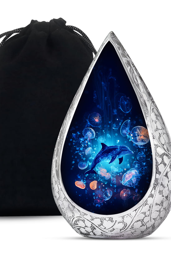 Blue Dolphin Cremation Urn - Ocean Funeral Urn For Loved Ones