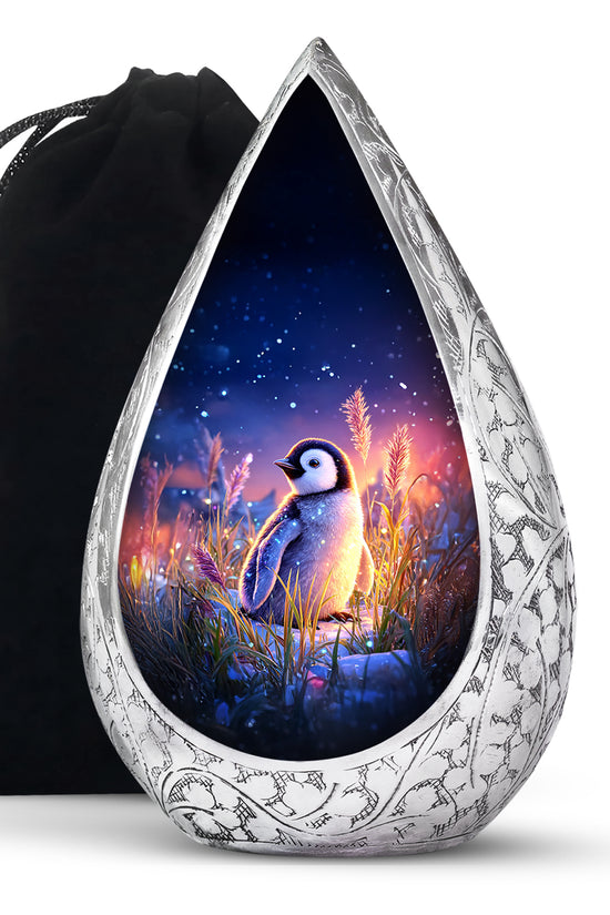 Blue Baby Penguin Urn - Decorative Memorial Urns For Human Ashes