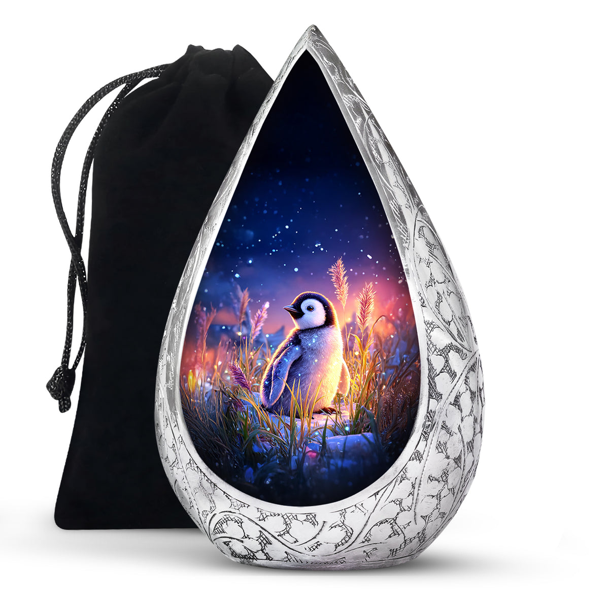 Blue Baby Penguin Urn - Decorative Memorial Urns For Human Ashes