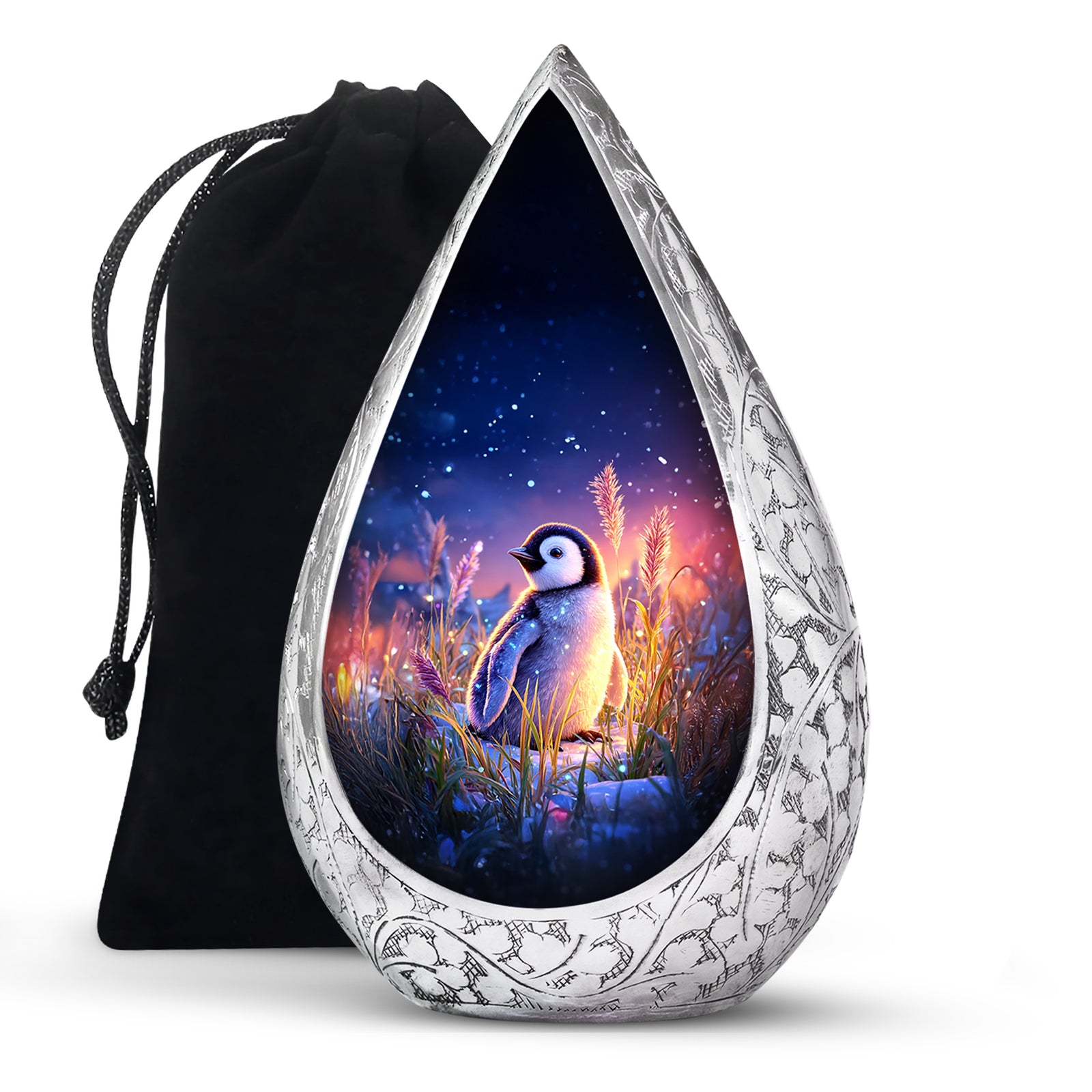 Blue Baby Penguin Urn - Decorative Memorial Urns For Human Ashes