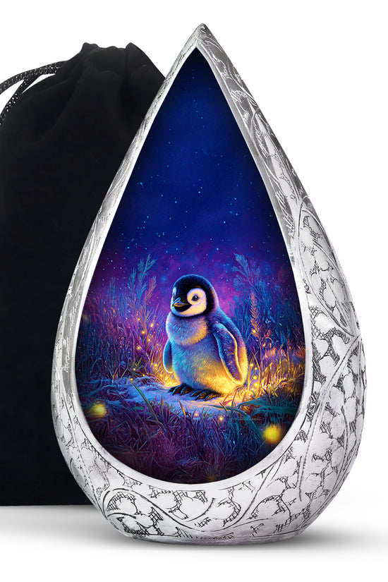 Baby Penguin Night Scenic Urn - Burial Container Urns For Human Ashes