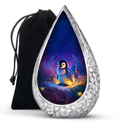 Baby Penguin Night Scenic Urn - Burial Container Urns For Human Ashes