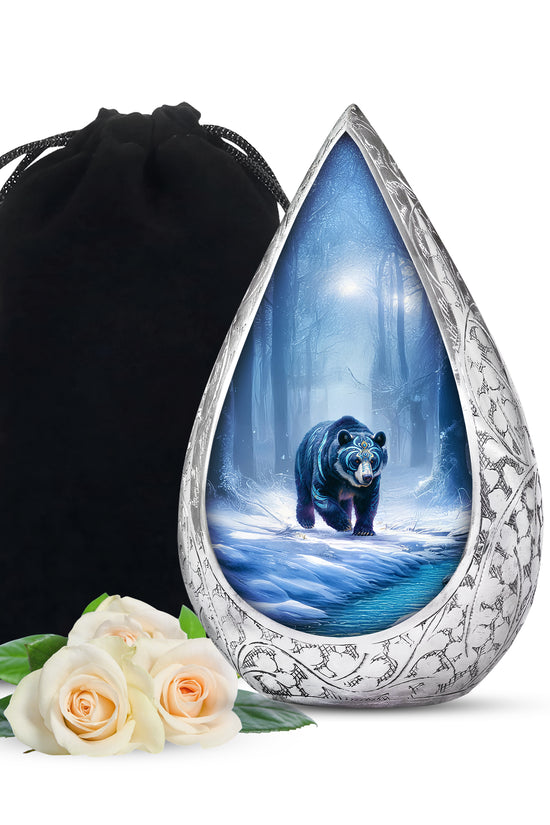Arctic Bear Cremation Urn - Snow Forest Memorial Urn For Burial
