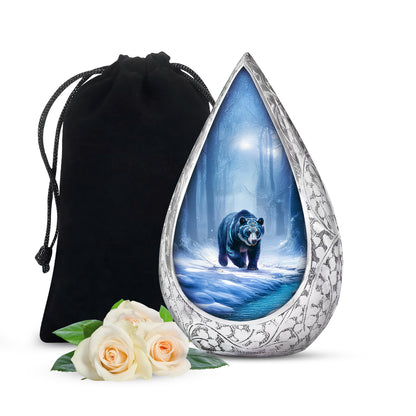 Arctic Bear Cremation Urn - Snow Forest Memorial Urn For Burial