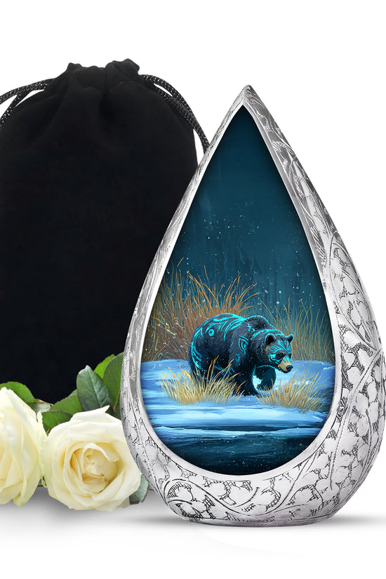 Majestic Snow Bear Funeral Urn - Nature Memorial Urn For Loved Ones