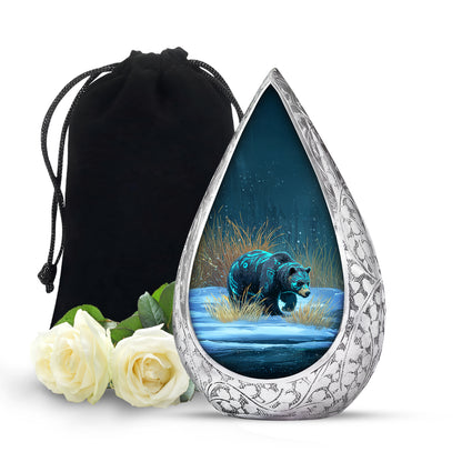 Majestic Snow Bear Funeral Urn - Nature Memorial Urn For Loved Ones