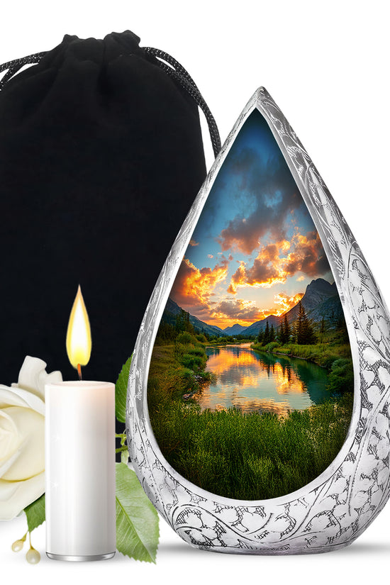 Sunset Lake MemorialUrn - Beautiful Nature Funeral Urn For Loved Ones