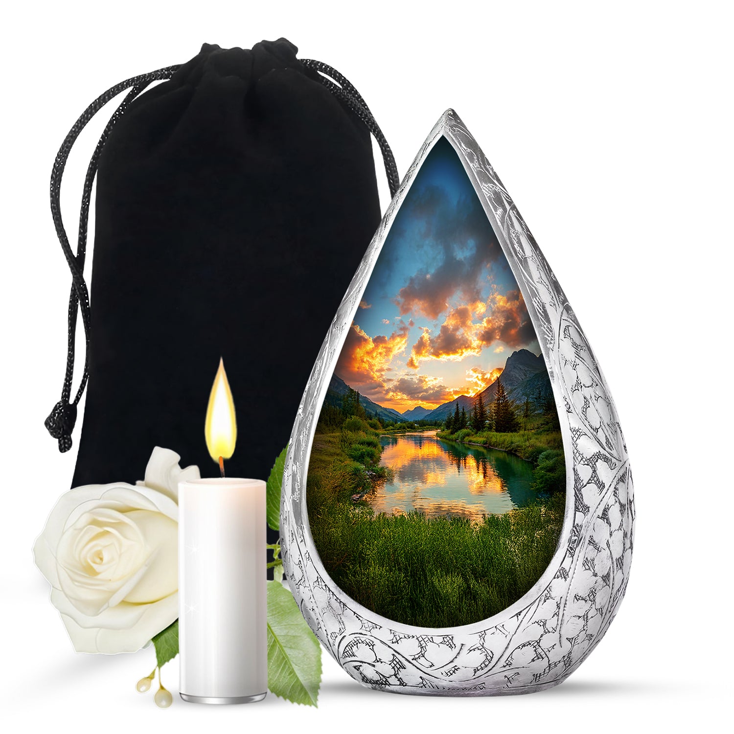 Sunset Lake MemorialUrn - Beautiful Nature Funeral Urn For Loved Ones