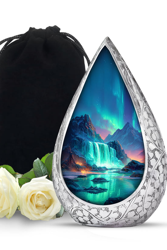 Nature Waterfall Cremation Urn - Beautiful Mountain Urn For Male & Female