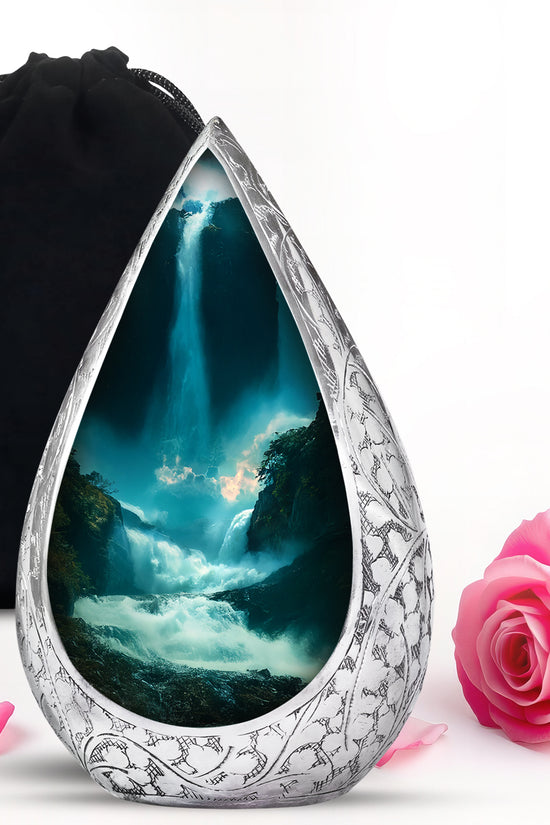 Peaceful Waterfall Cremation Urn - Scenic Memorial Urn For Loved Ones