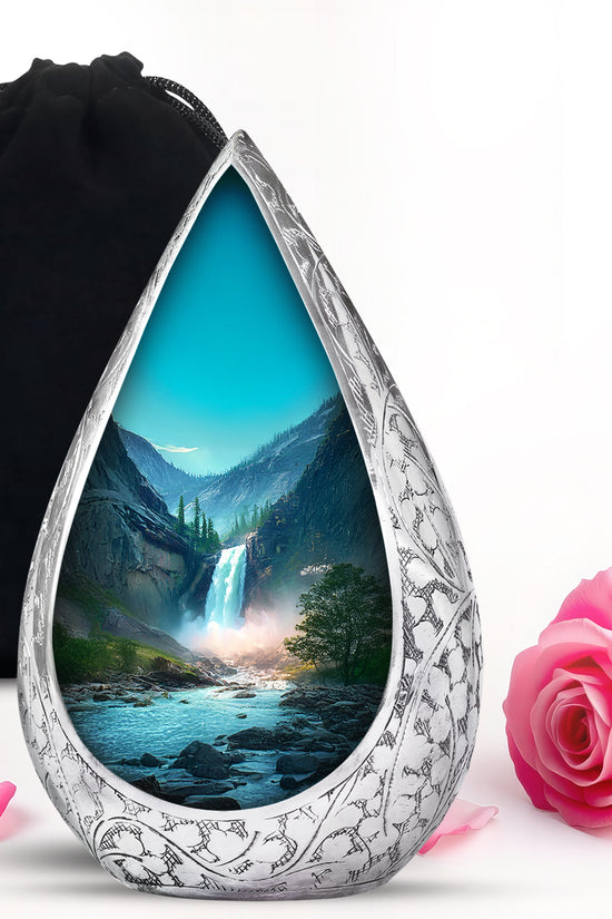 Beautiful Waterfall Cremation Urn - Mountain Memorial Urn For Loved Ones