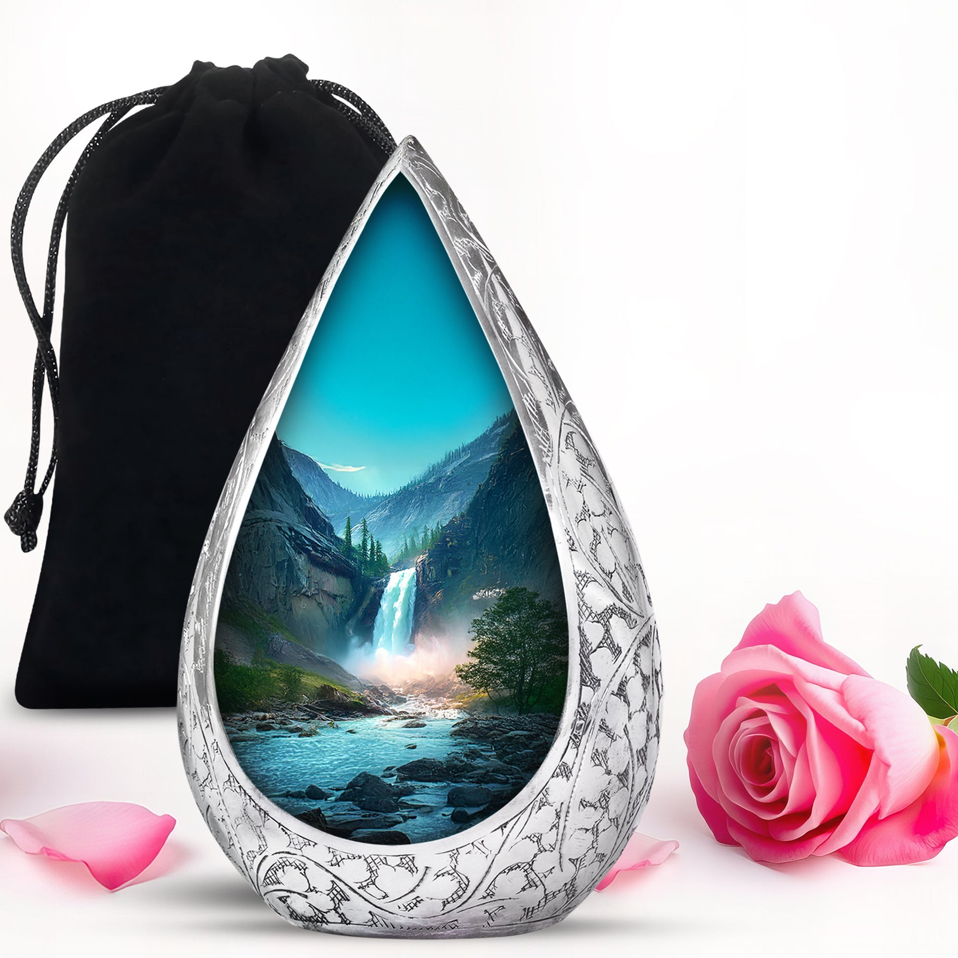 Beautiful Waterfall Cremation Urn - Mountain Memorial Urn For Loved Ones