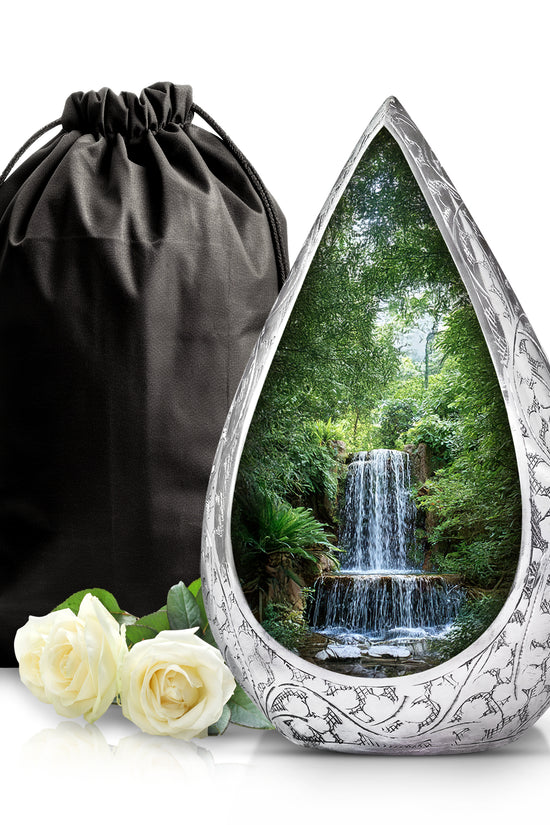 Waterfall Funeral Urn - Forest Nature Cremation Urn For Adult Ashes
