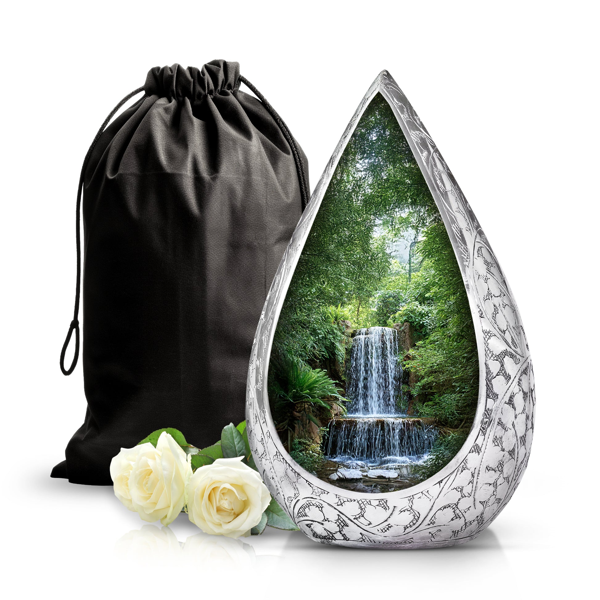 Waterfall Funeral Urn - Forest Nature Cremation Urn For Adult Ashes