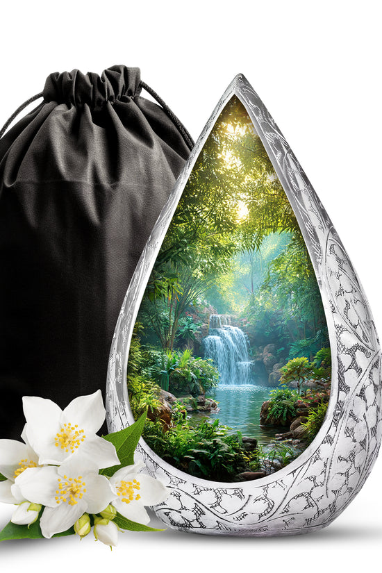 Nature Waterfall Cremation Urn - Peaceful Memorial Urn For Burial