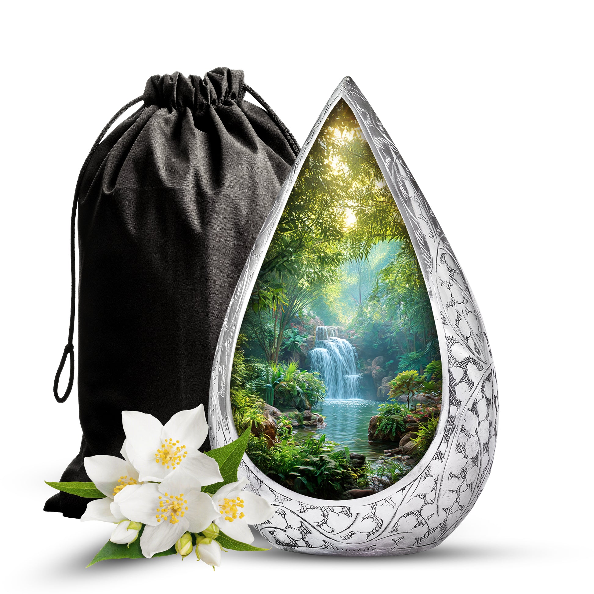 Nature Waterfall Cremation Urn - Peaceful Memorial Urn For Burial
