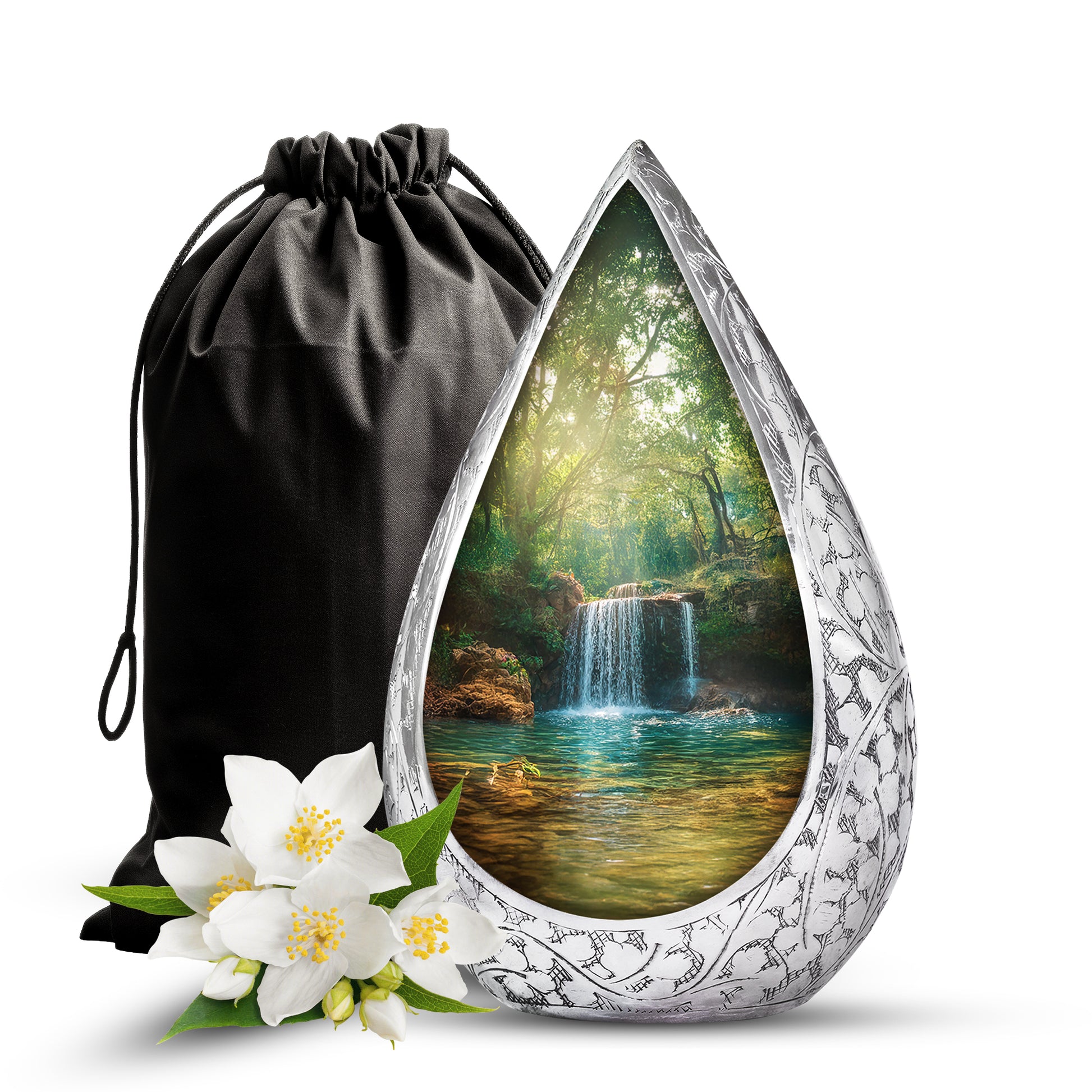 Scenic Waterfall Cremation Urn - Memorial Urn For Male & Female