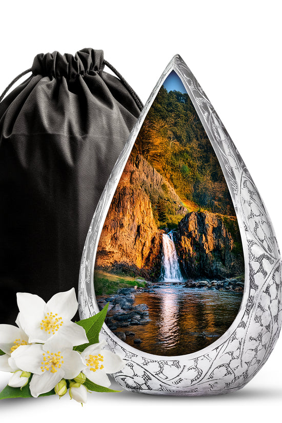Mountain Waterfall Cremation Urn - Funeral Urn For Human Ashes