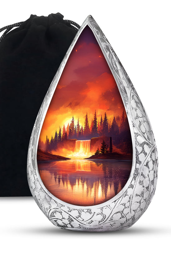 Forest Waterfall Funeral Urn - Nature Cremation Urn For Adult Ashes