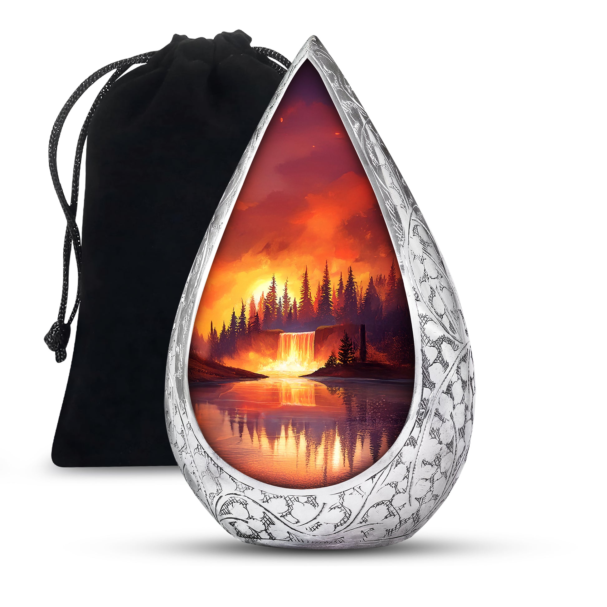 Forest Waterfall Funeral Urn - Nature Cremation Urn For Adult Ashes