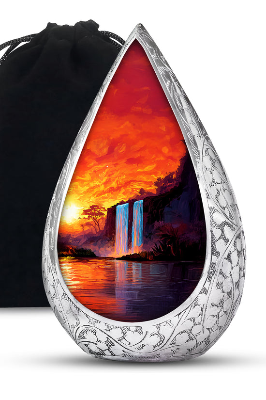 Sunset Waterfall Cremation Urn - Premium Memorial Urn For Human Ashes