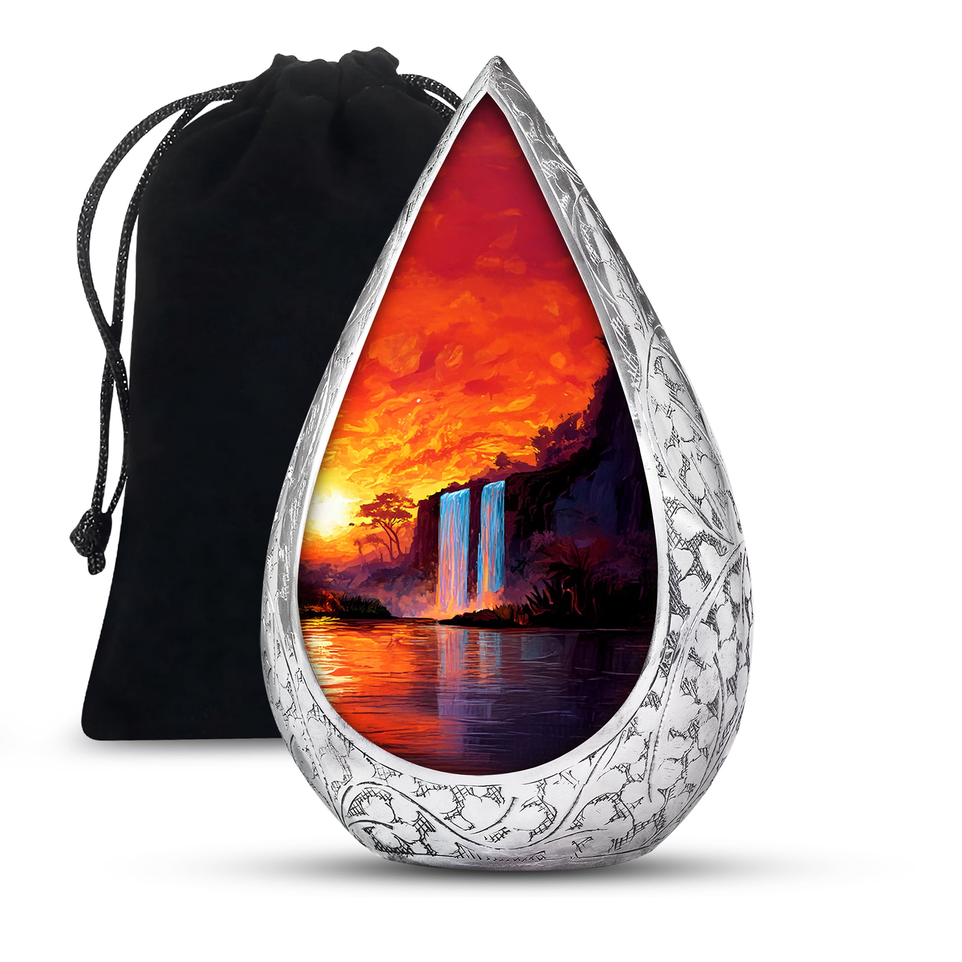 Sunset Waterfall Cremation Urn - Premium Memorial Urn For Human Ashes