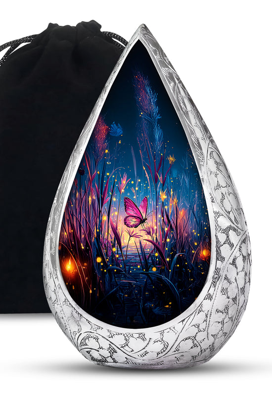 Glowing Pink Butterfly Memorial Urn - Artistic Funeral Urn For Loved Ones