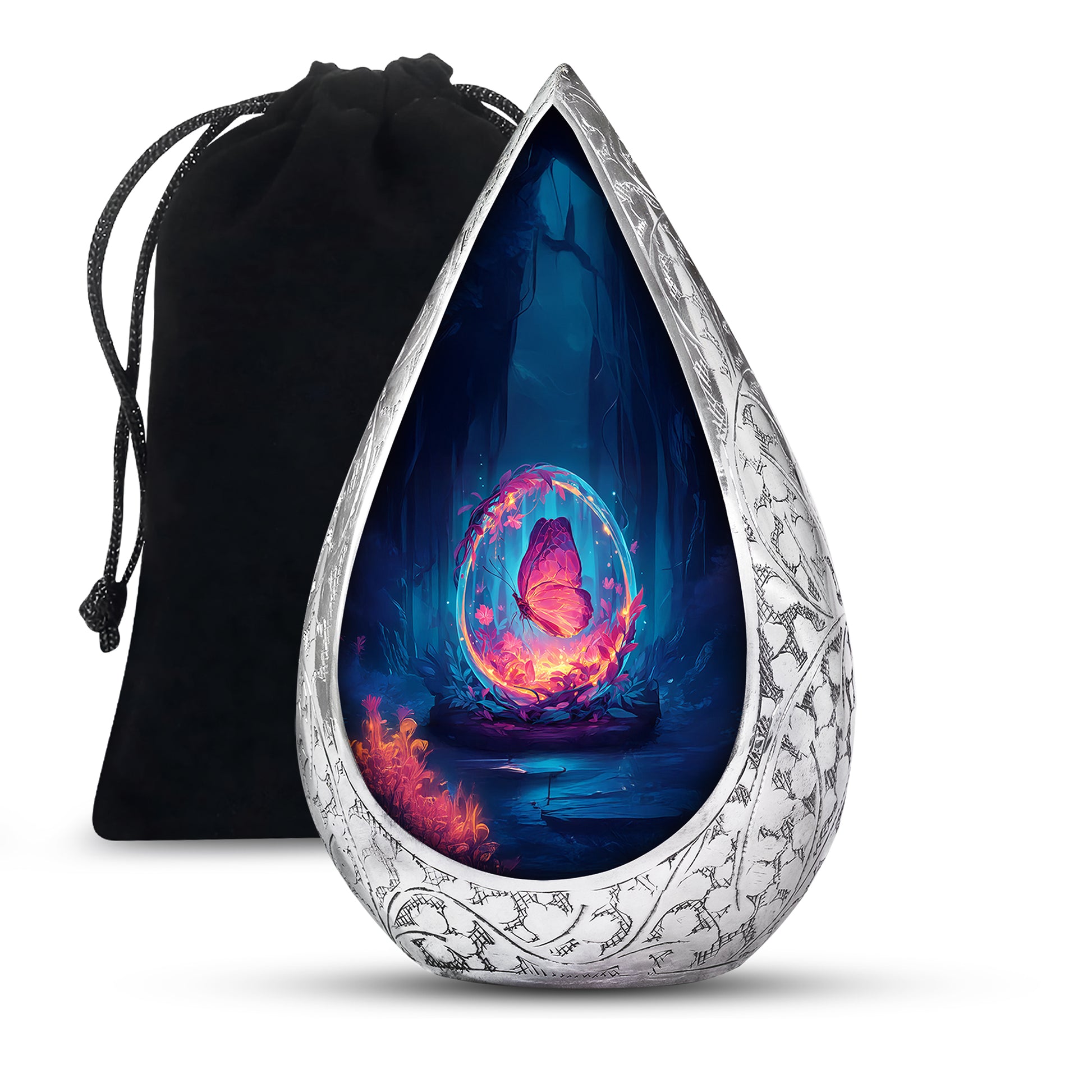 Artisic Butterfly Cremation Urn - Aluminum Memorial Urn For Male & Female