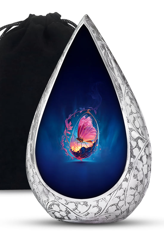 Mystic Butterfly Creamtion Urn - Large Memorial Urn For Human Ashes