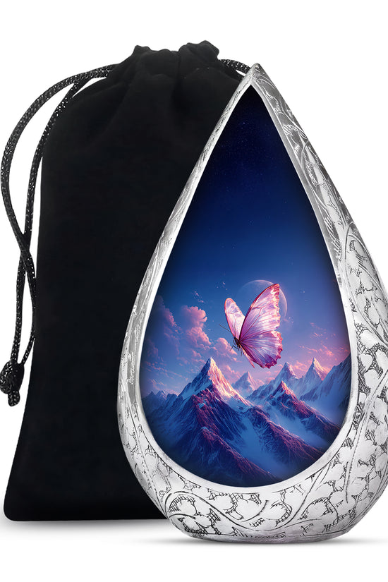 Butterfly Cremation Urn - Beautiful Mountain Funeral Urn For Ashes