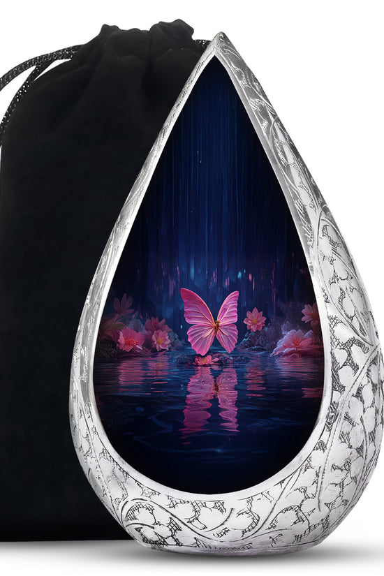 Floral Butterfly Funeral Urn - Water Lake Memorial Urn For Loved Ones