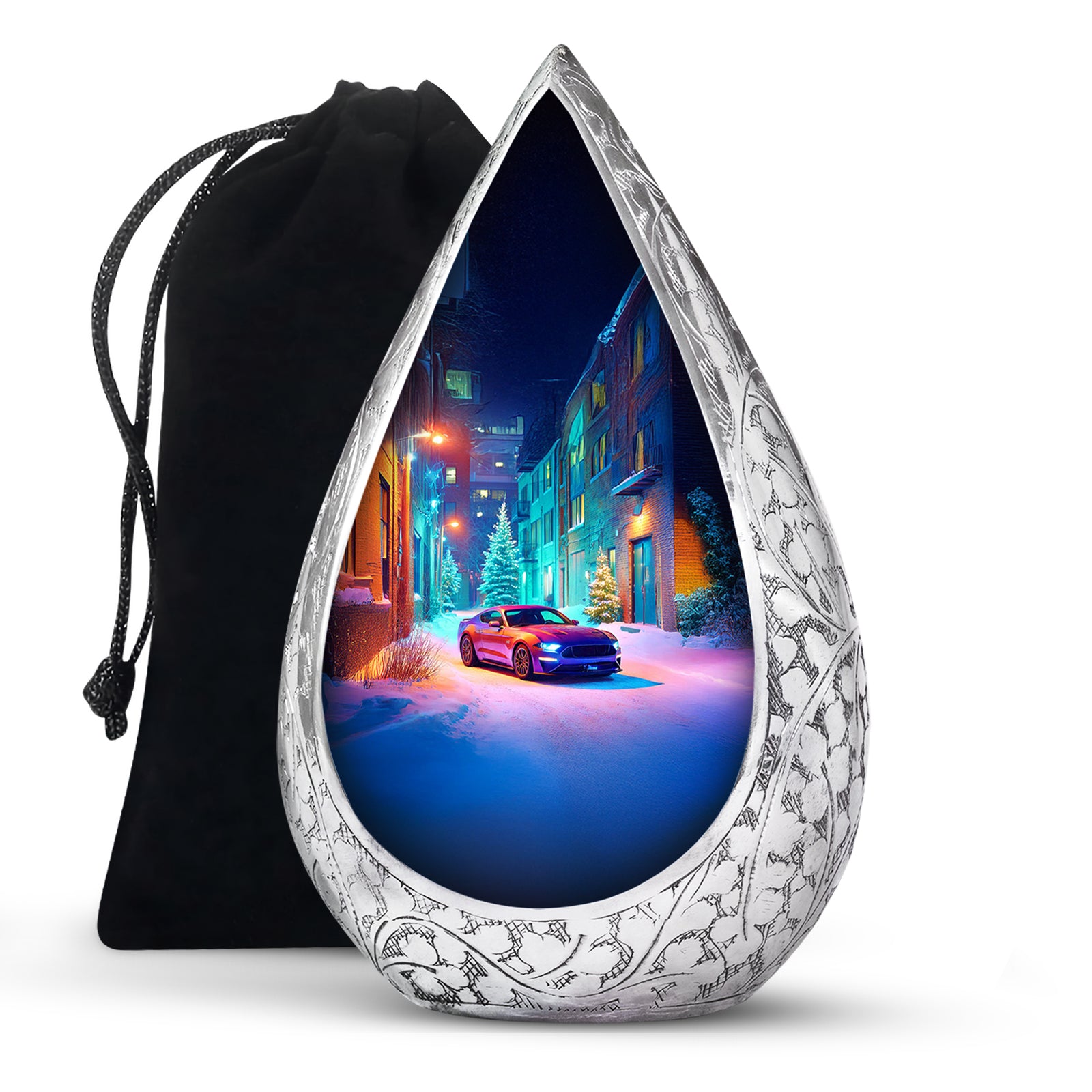 Snow Night Cremation Urn - Classic Car Urns For Human Ashes