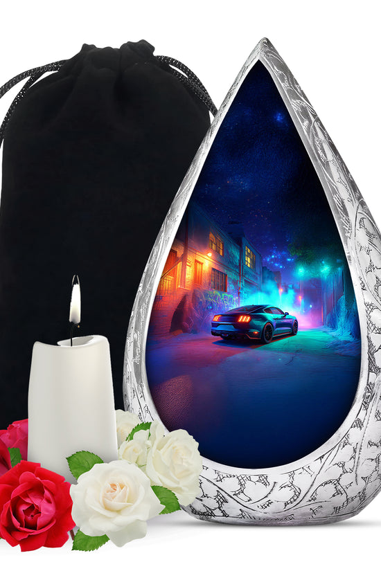 Neon Muscle Car Memorial Urn - Muscle Car Urns For Ashes