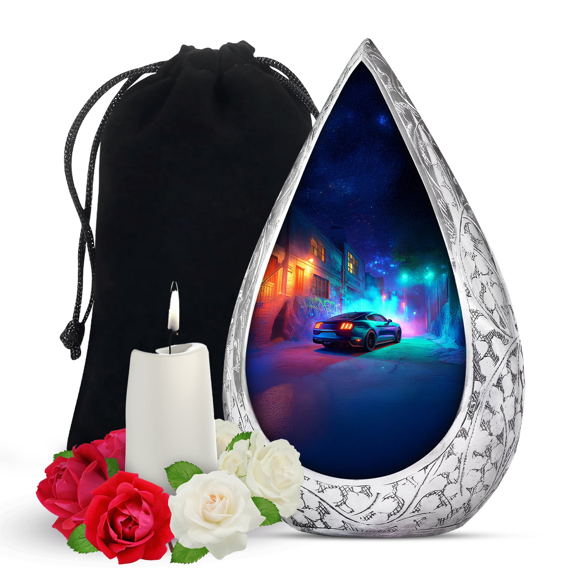 Neon Muscle Car Memorial Urn - Muscle Car Urns For Ashes