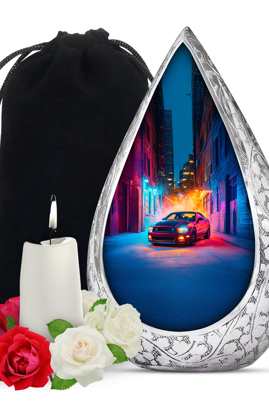 Black-Red Car Themed Burial Urn - Custom Car Urns For Human Ashes