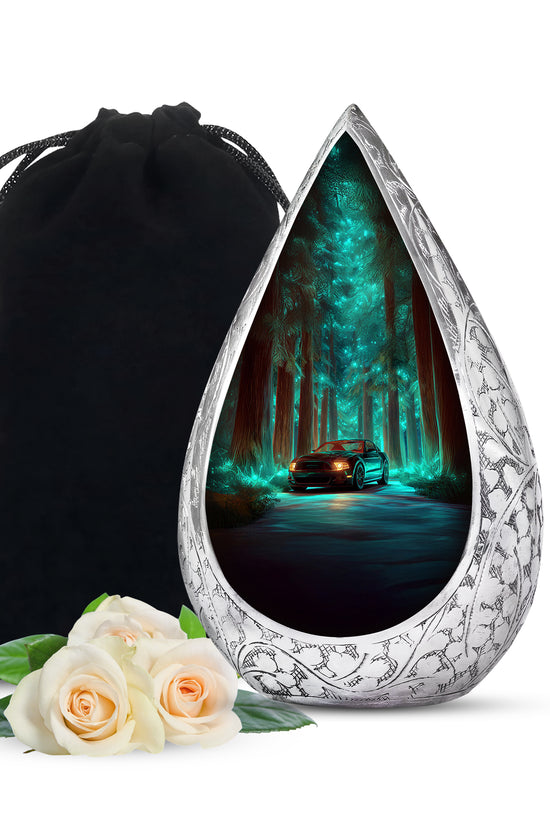 American Muscle Car Memorial Urn - Neon Green Urn For Funeral Ashes